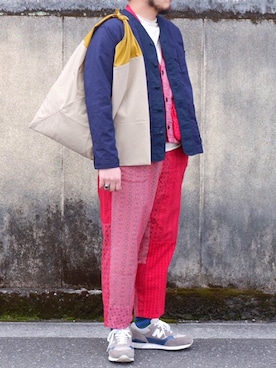 「weac.（ウィークス）のアイテム（ノーカラージャケット）」を使った、yoheiさん（メンズ・175cm）の春コーディネート