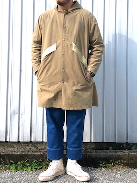 「アイテム（モッズコート、ベージュ系）」を使った、yoheiさん（メンズ・175cm）の春コーディネート
