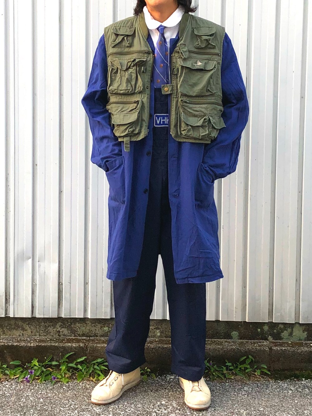 「平成最後のWEARISTAセンバツ、古着、ビンテージ、Euro vintage、overall、ショップコート、今日のコーデ、今日の服」｜「usedのアイテム（ベスト、グリーン系）」を使った、yoheiさん（メンズ・175cm）の春コーディネートの1枚目の写真