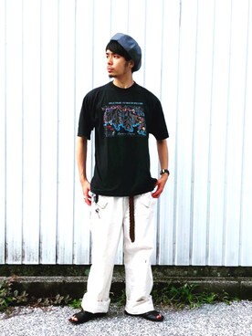 「weac.（ウィークス）のアイテム（ハンチング/ベレー帽）」を使った、yoheiさん（メンズ・175cm）の夏コーディネート