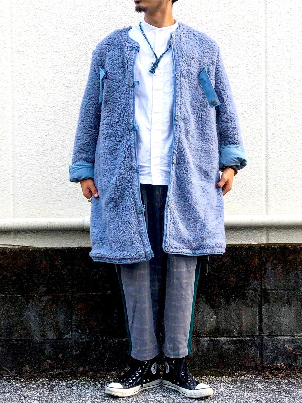「ボア、ライナーコート、Sweden、M59、今日のコーデ、今日の服」｜「Sweden Army BoA coatのアイテム（ミリタリージャケット、ブルー系）」を使った、yoheiさん（メンズ・175cm）の秋コーディネートの1枚目の写真