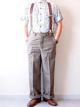 「アイテム（ドレスシューズ、ブラウン系）」を使った、yoheiさん（メンズ・175cm）の夏コーディネート