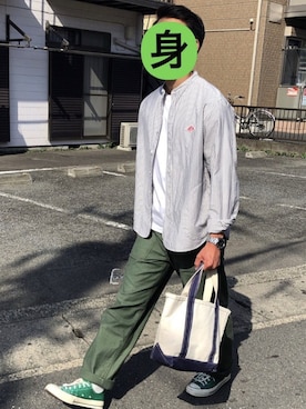 「DANTON（ダントン）のアイテム（シャツ/ブラウス、その他）」を使った、身につけてなんぼさん（メンズ・170cm）の春コーディネート