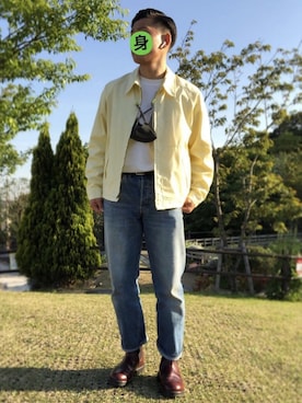 「古着のアイテム（ブルゾン、イエロー系）」を使った、身につけてなんぼさん（メンズ・170cm）の春コーディネート