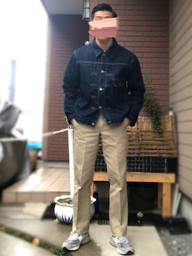 「NEIGHBORHOOD（ネイバーフッド）のデニムジャケット（デニムジャケット、ブルー系）」を使った、身につけてなんぼさん（メンズ・170cm）の夏コーディネート