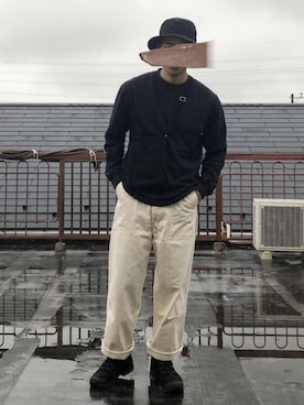 「Bshop（ビショップ）の【cableami】リップストップ バケットハット（ハット、ブラック系）」を使った、身につけてなんぼさん（メンズ・170cm）の夏コーディネート