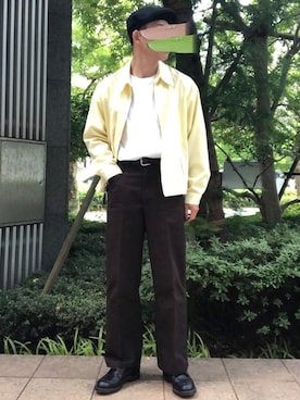 「Tシャツ/カットソー」｜「アイテム（ハンチング/ベレー帽）」を使った、身につけてなんぼさん（メンズ・170cm）の夏コーディネート