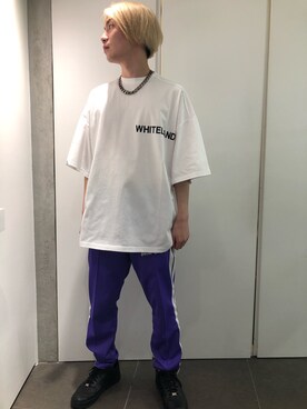 「WHITELAND（ホワイトランド）のWHITELAND/ホワイトランド/ビッグロゴオーバーサイズTシャツ（Tシャツ/カットソー）」を使った、ハヤカワカイさん（メンズ・175cm）の春コーディネート
