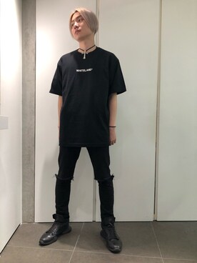 「WHITELAND（ホワイトランド）のアイテム（Tシャツ/カットソー）」を使った、ハヤカワカイさん（メンズ・175cm）の夏コーディネート