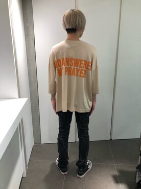 「WHITELAND（ホワイトランド）のアイテム（Tシャツ/カットソー）」を使った、ハヤカワカイさん（メンズ・175cm）の夏コーディネート