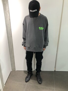 「WHITELAND（ホワイトランド）のアイテム（スウェット）」を使った、ハヤカワカイさん（メンズ・173cm）の夏コーディネート