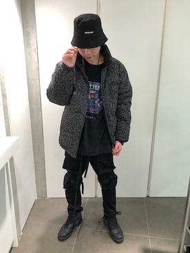 「L.H.P（エルエイチピー）のアイテム（帽子）」を使った、ハヤカワカイさん（メンズ・173cm）の秋コーディネート