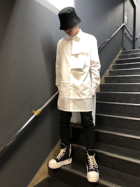 「L.H.P（エルエイチピー）のアイテム（帽子）」を使った、ハヤカワカイさん（メンズ・173cm）の冬コーディネート