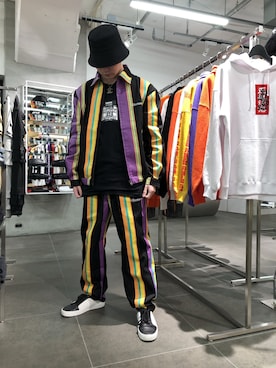 「L.H.P（エルエイチピー）のアイテム（帽子）」を使った、ハヤカワカイさん（メンズ・173cm）の冬コーディネート