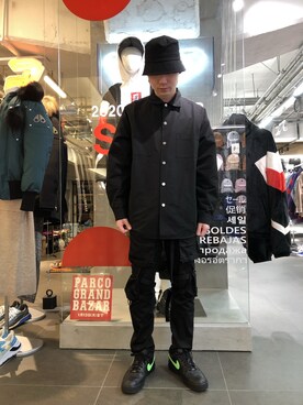 「L.H.P（エルエイチピー）のアイテム（帽子）」を使った、ハヤカワカイさん（メンズ・173cm）の冬コーディネート
