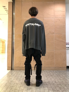 「WHITELAND（ホワイトランド）のアイテム（スウェット）」を使った、ハヤカワカイさん（メンズ・173cm）の冬コーディネート
