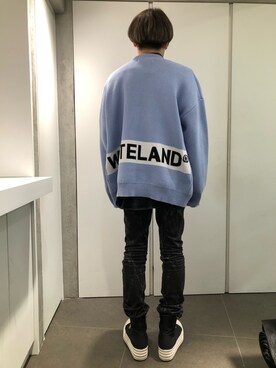 「WHITELAND（ホワイトランド）のアイテム（カーディガン/ボレロ）」を使った、ハヤカワカイさん（メンズ・173cm）の冬コーディネート