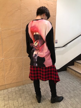 「PLEASURES（プレジャー）のアイテム（トップス）」を使った、ハヤカワカイさん（メンズ・173cm）の春コーディネート