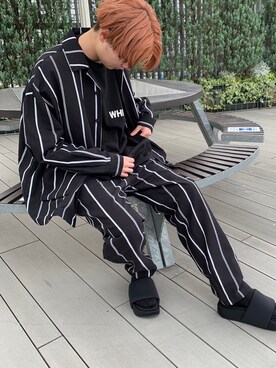 「WHITELAND（ホワイトランド）のアイテム（Tシャツ/カットソー）」を使った、ハヤカワカイさん（メンズ・173cm）の夏コーディネート