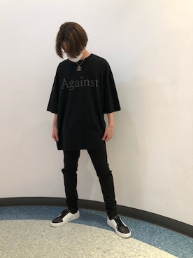 「WHITELAND（ホワイトランド）のアイテム（Tシャツ/カットソー）」を使った、ハヤカワカイさん（メンズ・173cm）の夏コーディネート