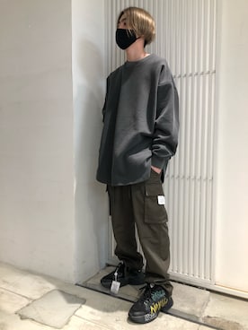 「DANKE SCHON（ダンケシェーン）のアイテム（スウェット）」を使った、ハヤカワカイさん（メンズ・173cm）の冬コーディネート