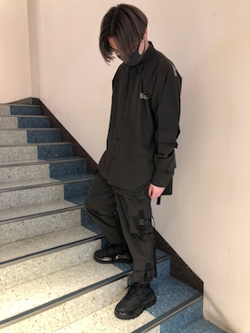 「DANKE SCHON（ダンケシェーン）のDankeSchon/ダンケシェーン/撥水ストレッチナイロンカーゴシャツ（シャツ/ブラウス）」を使った、ハヤカワカイさん（メンズ・173cm）の冬コーディネート