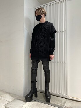 「DANKE SCHON（ダンケシェーン）のDankeSchon/ダンケシェーン/ケーブルニットベスト（ベスト）」を使った、ハヤカワカイさん（メンズ・173cm）の冬コーディネート