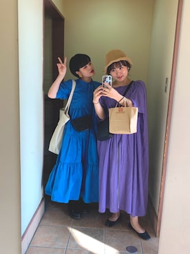 「ひまわり畑」｜「アイテム（シャツワンピース）」を使った、なぎちょさん（レディース・160cm）の夏コーディネート