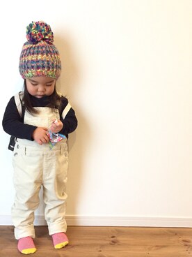 「GLOBAL WORK（グローバルワーク）のアイテム（オールインワン・サロペット）」を使った、taaoさん（キッズ・90cm）の冬コーディネート