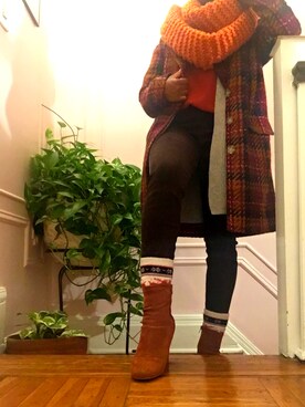 「fall style」｜「アイテム（ピーコート）」を使った、Khadijah Warnerさん（レディース・153cm）の秋コーディネート