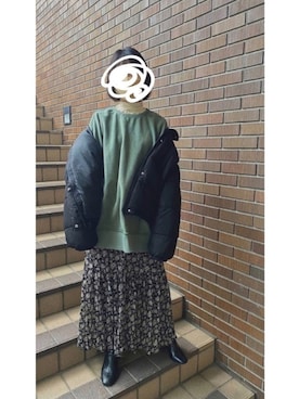 「tiptop（ティップトップ）の【2サイズ展開】フェイクダウンフードブルゾン【web限定アイテム】（ダウンジャケット/コート）」を使った、なぐさん（レディース・162cm）の冬コーディネート