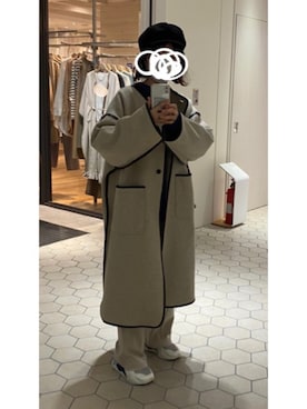 「Kastane（カスタネ）のアイテム（ノーカラーコート）」を使った、なぐさん（レディース・162cm）の春コーディネート