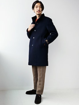 「JOURNAL STANDARD（ジャーナルスタンダード）のアイテム（チェスターコート）」を使った、HIRANAKAさん（メンズ・174cm）の冬コーディネート