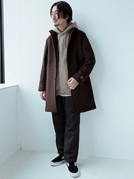 「JOURNAL STANDARD（ジャーナルスタンダード）のアイテム（チェスターコート）」を使った、HIRANAKAさん（メンズ・174cm）の冬コーディネート