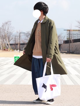 「URBAN RESEARCH（アーバンリサーチ）のアイテム（ステンカラーコート）」を使った、ダイチさん（メンズ・168cm）の春コーディネート