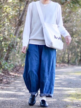 「HARE（ハレ）のアイテム（スリッポン）」を使った、ダイチさん（メンズ・168cm）の春コーディネート