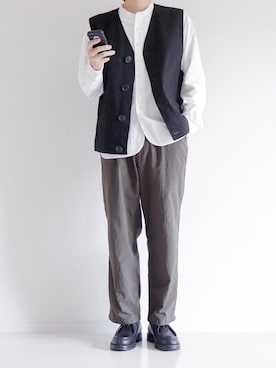 「MHL.（エムエイチエル）のアイテム（ジャケット/アウター）」を使った、ダイチさん（メンズ・168cm）の春コーディネート