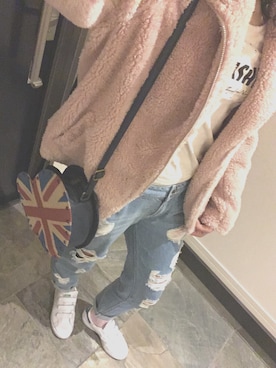 「ベルクロ」｜「アイテム（その他アウター）」を使った、まおさん（レディース・168cm）の春コーディネート