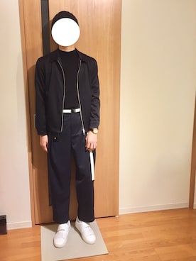 「ジップブルゾン」｜「アイテム（スラックス）」を使った、お気のdogさん（メンズ・176cm）の春コーディネート