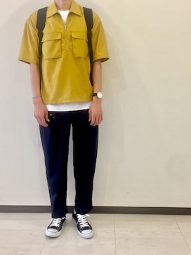 「マスタード」｜「アイテム（財布/小物）」を使った、お気のdogさん（メンズ・176cm）の夏コーディネート