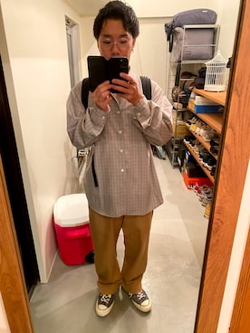 「le（ル）のアイテム（パンツ）」を使った、さんさん（メンズ・164cm）の秋コーディネート