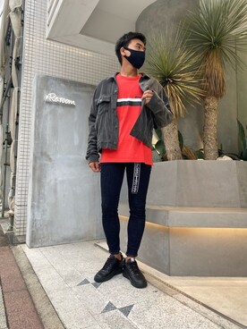 「#Re:room（リルーム）のリルームトーキョーロゴロングベルト（ベルト）」を使った、ATSUSHIさん（メンズ・174cm）の秋コーディネート