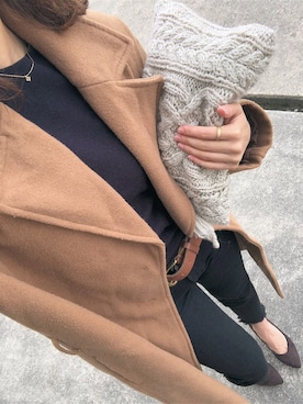 「Andemiu（アンデミュウ）のバックリボンソウバリニット818785（ニット/セーター、ブルー系）」を使った、n a a a ❁さん（レディース・162cm）の春コーディネート