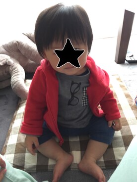 「babygap」｜「アイテム（スウェット）」を使った、nacchanさん（キッズ・70cm）の春コーディネート