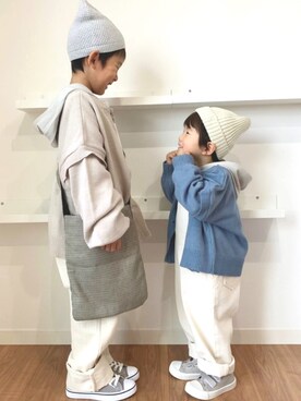 「Samansa Mos2（サマンサ モスモス）のアイテム（オールインワン・サロペット）」を使った、Nana…Haku…‪‪さん（キッズ・110cm）の冬コーディネート