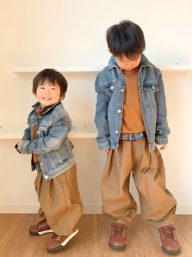 「H&M（エイチ・アンド・エム）のアイテム（デニムジャケット）」を使った、Nana…Haku…‪‪さん（キッズ・110cm）の冬コーディネート