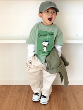 「PEANUTS（ピーナッツ）のアイテム（パンツ）」を使った、Nana…Haku…‪‪さん（キッズ・90cm）の冬コーディネート