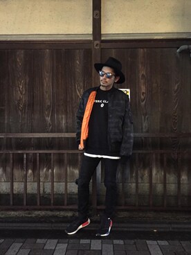 「ビッグサイズコーデ」｜「アイテム（MA-1）」を使った、京都くんさん（メンズ・172cm）の秋コーディネート