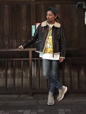 「ビッグサイズコーデ」｜「アイテム（ジャケット/アウター）」を使った、京都くんさん（メンズ・172cm）の冬コーディネート