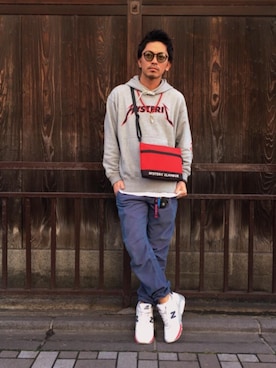 「HYSTERIC GLAMOUR（ヒステリックグラマー）のMETAL LOGO プリント パーカー（パーカー）」を使った、京都くんさん（メンズ・172cm）の春コーディネート